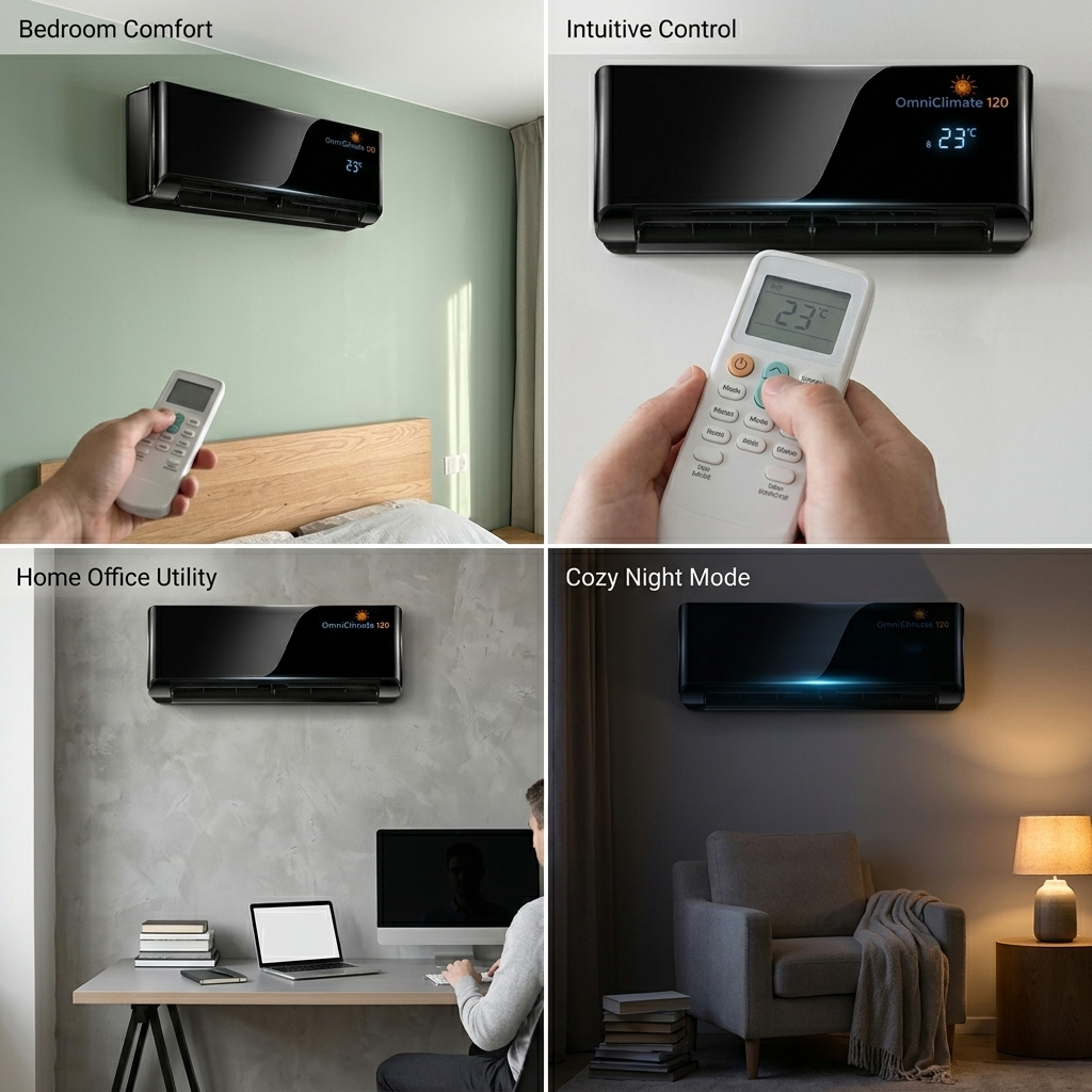 OmniClimate 120 — weekly timer and automatic temperature control on the remote